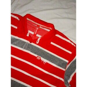 RARE Vintage Y2K Ecko Polo Striped Velvet Velour Shirt Pullover RED Men XL
